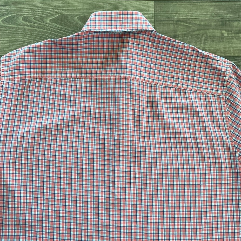 Faherty Button Down Shirt Men’s MEDIUM Pink Blue Plaid Long Sleeve 100% Cotton - Picture 8 of 8